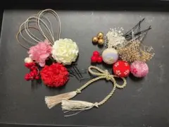 髪飾り 和装 浴衣 ちりめん和玉 ドライフラワー 水引 成人式 前撮り