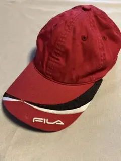 【2005年製 Y2K】FILA フィラ ロゴ刺繍 キャップ レッド 台湾製
