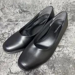 【極美品】fuwaraku パンプス 黒 スクエアトゥ レザー 23.5cm