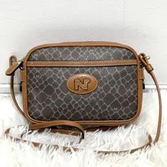ニナリッチ Paris PVC ショルダーバック 総柄 斜め掛け ブラウン