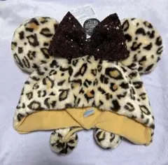 ディズニー　ファンキャップ　ミニー　ヒョウ柄　レオパード　茶　ブラウン