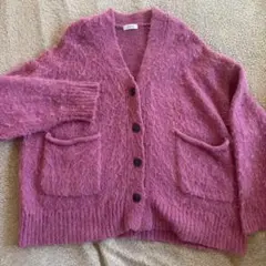 LOWRYS FARM ピンク ニットカーディガン