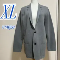 UNIQLO ユニクロ XL グレー ニットジャケット きれいめ 綿 ポリ