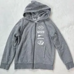 PUMA プーマ キッズ パーカー ジップアップ グレー 140
