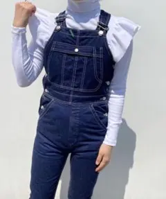 HOLIDAYホリデイ スリムフレア デニムオーバーオール ネイビー 00SH
