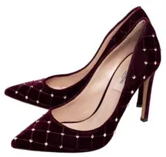 Valentino ロックスタッズ スウェード パンプス ボルドー 34