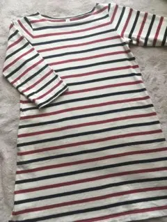 100 110 120 無印　良品計画　ポケット　赤　濃紺　ボーダー　ワンピ