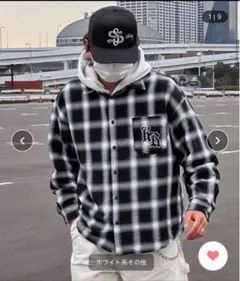 kutir ネルシャツ チェック Lサイズ モノトーンのサムネイル