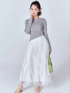 kariさんコラボ】カーディガン×ニットドッキングチュールワンピース