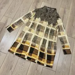 ジャンニジュディチェ レトロ クラシック 上品 チェック柄 チュニックワンピース