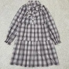 mezzo piano チェック柄 リボン ワンピース ティアード　160