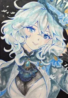 原神 フリーナ 手描きイラスト ファンアート - メルカリ
