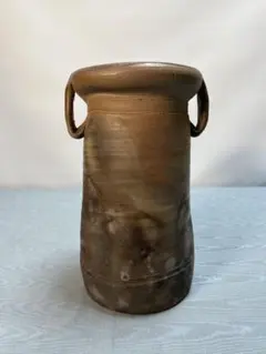 備前焼　耳付き花瓶　花入　陶印有り 備前耳付花入 藤原 雄(作) 共箱 | 古美術ささき