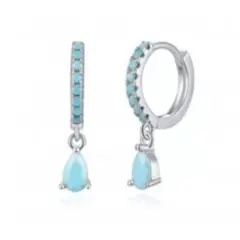 X259 ピアス レディース フープ S925 トルコ石 ターコイズ シルバー