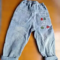 刺繍カジュアルデニムパンツ 2-3Y
