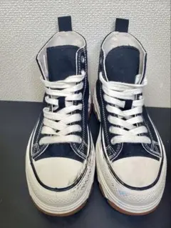 厚底 キャンバス スニーカー ハイカット 黒 22.5cm 脚長効果 トレンドのサムネイル