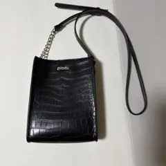 EMODA クロコ型押し ショルダーバッグ ブラック