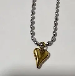 サージカルステンレス ネックレス シルバーカラー ハートトップ コンビカラー