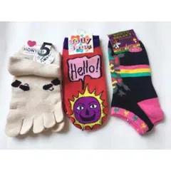 未使用 キッズ レディース 靴下 三足セット 23~25cm くるぶし ソックス