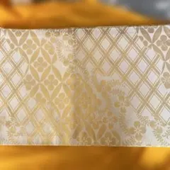 袋帯 ゴールド系 花柄 幾何学模様