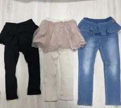 プティマイン　レギンス付きチュールスカート　120 スカッツ　フリルパンツ　3点
