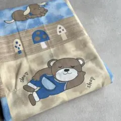 レトロポップ生地 くま 犬 ブルー系 巾110×100cm