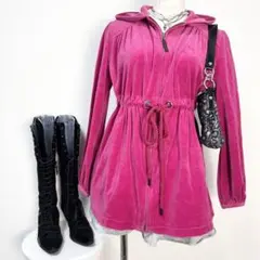 y2k❤️ BURBERRY BLUE LABEL ベロア ロゴ ジップパーカー