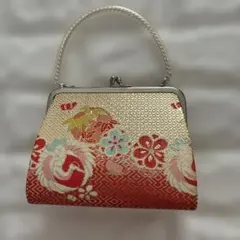 子供用和装バッグ 赤と金の花柄