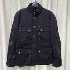 【美品】KUSHITANI コットン＆レザー バイカージャケット ブラックのサムネイル
