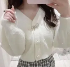 evelyn パールリボンカーディガン