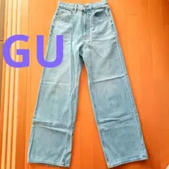 【GU】ライトブルー デニムワイドレッグパンツ Sサイズ レディース