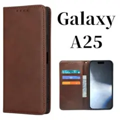 Galaxy A25 5G レザー スリム 手帳型 ケース カバー ブラウン