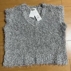 グレー Vネック ラメニットベスト
