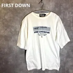 FIRST DOWN プリントTシャツ L ホワイト アウトドア ロゴ 半袖