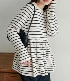 ペプラムトップス ニット