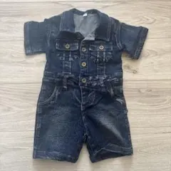 デニム風ロンパース ダークブルー 95cm未満