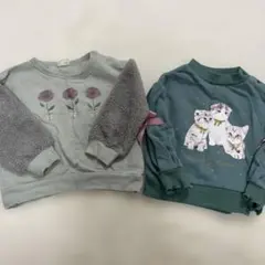 まとめ売り la poche biscuit 花柄 ボア トレーナー 90