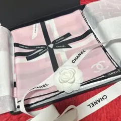 CHANEL スカーフ ピンク ココマーク シャネル スリムバンドー パール