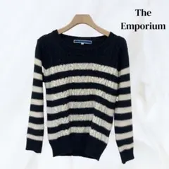 The Emporium レディース春物ボーダーニット長袖　黒　Mサイズ　薄手のサムネイル