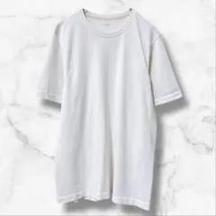 【ジーユー】半袖サイドシームレスクルーネックTシャツ 白(L)メンズ スポーティ