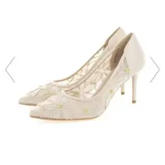 RANDA ランダ フラワー刺繍シースルーパンプス　22.5 アイボリー