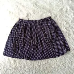 オーバーサイズドットフレアスカート 5L大きいサイズネイビー