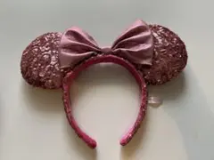 ディズニー　カチューシャ　スパンコール　ピンク