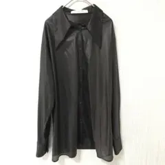 Ray BEAMS チンツ ロングカラーシャツ ブラックのサムネイル