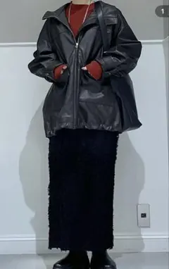 レプシム フェイクレザードロストブルゾン ダークブラウン