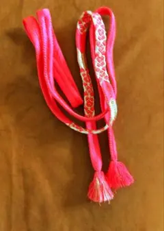 ピンク 編み込み帯締め 房付き