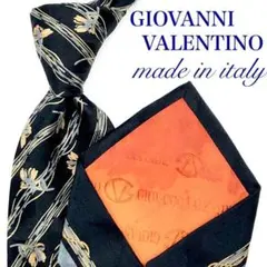 【送料無料】GIOVANNI VALENTINO ネクタイ 花 黒 ブラックのサムネイル