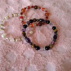 天然石ミックスブレスレット 3点セット（女性用） 内径約6〜6.5cm