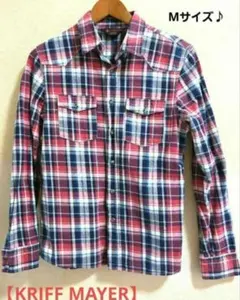 【KRIFF MAYER】クリフメイヤー チェック柄 ウエスタン ネルシャツ M