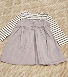 アプレレクール 女の子 ワンピース パープル チュール ボーダー 90 ロンT